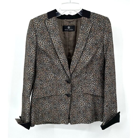 RENA LANGE 2 piece suit skirt jacket silk blend colorful career business 10 12 - Picture 1 of 11